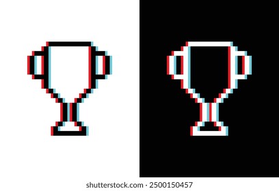 glich effect trophy pixel art icon vector trophy cup 8 bit game