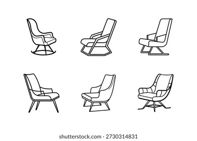 ilustração do vetor da arte da linha da cadeira do planador isolada