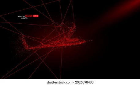 The Glider is composed of particles on dark background.  Abstract vector tech business background.