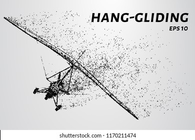 The glider consists of dots and circles. Hang-gliding from the particles