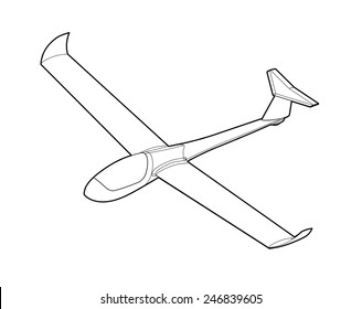 Glider sailplane illustration isolated on the white background.