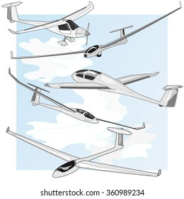 Glider sailplane illustration isolated on sky background