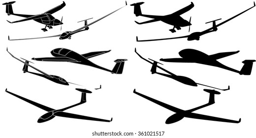 Glider sailplane illustration isolated on sky background