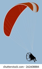 Gliders flying on a paraglider with a combustion engine