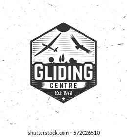 Gliding centre retro badge. Concept for shirt, print, seal, overlay or stamp. Typography design- stock vector. Gliding centre design with condor and airplane silhouette.