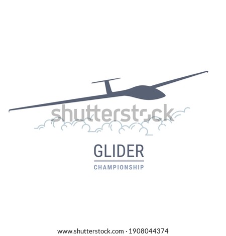 Gliding flight emblem with sailplane, soaring glider silhouette, none motive-powered aircraft vector illustration Foto d'archivio © 