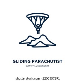 gliding parachutist icon from activity and hobbies collection. Thin linear gliding parachutist, extreme, jump outline icon isolated on white background. Line vector gliding parachutist sign, symbol