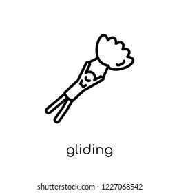 Gliding parachutist icon. Trendy modern flat linear vector Gliding parachutist icon on white background from thin line Activity and Hobbies collection, editable outline stroke vector illustration