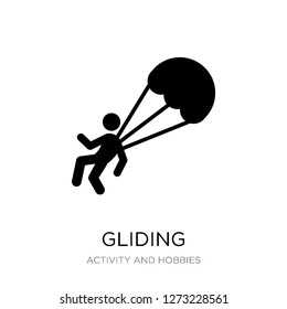 gliding parachutist icon vector on white background, gliding parachutist trendy filled icons from Activity and hobbies collection, gliding parachutist simple element illustration