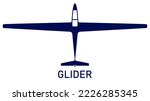 Gliding sailplane top view, soaring glider silhouette, none motive-powered aircraft, vector