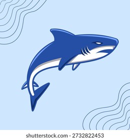 Gliding Shark Flat design style relaxed shark gliding sideways perfect for calm ocean and kids friendly designs