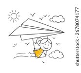 Gliding through the sky with a paper plane is a dreamy gateway to the limitless creativity of childhood.