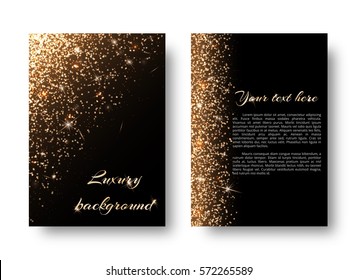 Glimmer background with flare light. Glitter sparkle on a black backdrop
