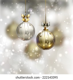 glimmered Christmas background with evening balls 