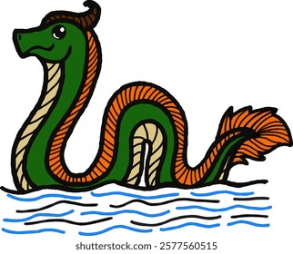 Glimpse of a Sea Serpent Swimming Along the Water's Surface