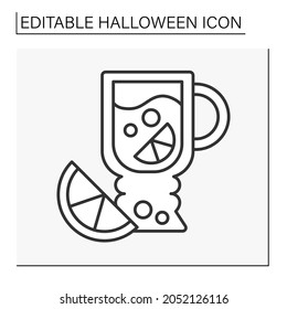  Glintwine line icon. Hot autumn drink based on wine and spices.Halloween concept. Isolated vector illustration. Editable stroke