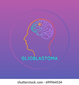 Glioblastoma Vector Icon Illustration, Brain Vector