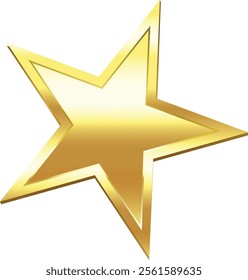 Glistening golden star featuring a radiant center and elegantly beveled edges shines against a clean white background, evoking a sense of luxury and celebration