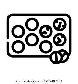 glister con vectores de icono de línea de píldoras. gesto con el signo de las pastillas. símbolo de contorno aislado ilustración negra