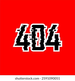 Glitch 404 Error Page Not Found Vector Design-A bold 404 error glitch-style vector with a pixelated, distorted effect on a red background. Perfect for tech, gaming, and web development projects.