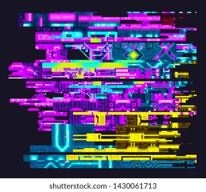 Glitch Abstract Background 8bit Pixel Art Stock Vector (Royalty Free ...