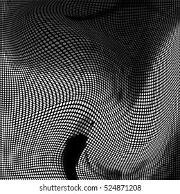 Glitch abstract background with distortion effect texture, bug, error, random black and white, monochrome, circles for design concepts, posters, wallpapers, presentations, prints. Vector illustration.
