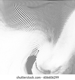Glitch abstract background with distortion effect texture, random black and white, monochrome circles. Vector illustration.