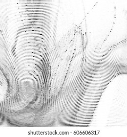 Glitch abstract background with distortion effect, random wave black and white, monochrome lines. Vector illustration.