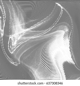 Glitch abstract background with distortion effect, random wave black and white, monochrome lines. Vector illustration.