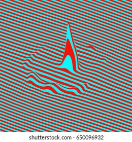 Glitch abstract background. Distortion effect, bug and error. Optical art. 3D Vector illustration.