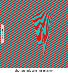 Glitch abstract background. Distortion effect, bug and error. Optical art. 3D Vector illustration.