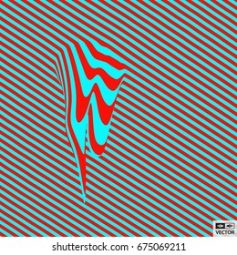Glitch abstract background. Distortion effect, bug and error. Optical art. 3D Vector illustration.