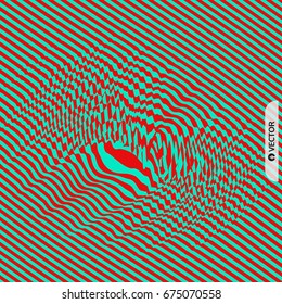 Glitch abstract background. Distortion effect, bug and error. Optical art. 3D Vector illustration.