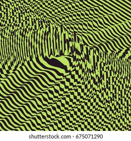Glitch abstract background. Distortion effect, bug and error. Optical art. 3D Vector illustration.