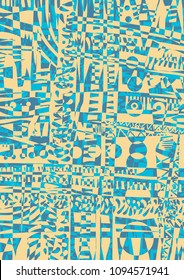 Glitch Abstract Background With Drawing Textures. vector illustration