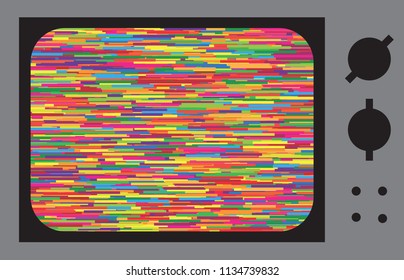 Glitch Abstract Background. TV Noise or Interference Illustration with Old Television
