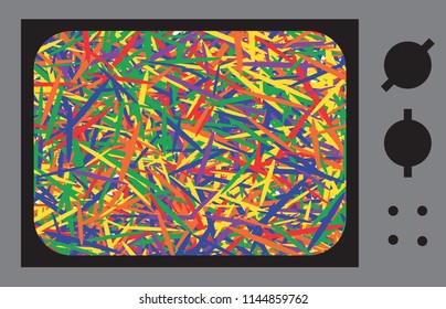 Glitch Abstract Background. TV Noise or Interference Illustration with Old Television