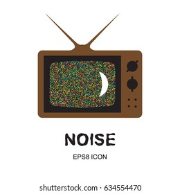 Glitch Abstract Background. TV Noise or Interference Illustration with Old Television
