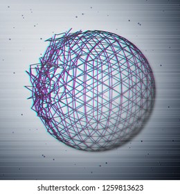 Glitch abstract broken sphere