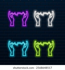 Glitch abstract lightning logo. green color.
