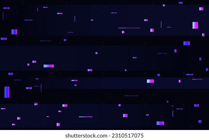 Glitch abstract shapes. Color gradient forms. Digital video error. Distorted geometric objects and pixels. Damaged signal concept. Modern noise texture. Vector illustration.