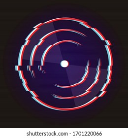 glitch adstract vinyl record music vector with dark background graphic 