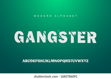 glitch alphabet font set. Typography modern style display font. Premium Vector