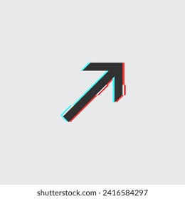 Glitch arrow up. Effect glitch. Stock vector illustration isolated on white background.