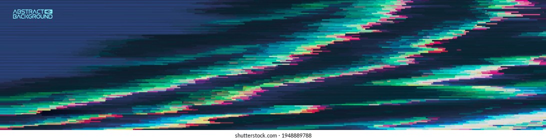 Glitch art digital vector illustration. Graphic vector art. Glitch digital color pixel noise. Abstract grunge texture.