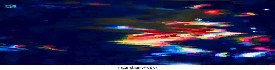 Ilustración vectorial digital de arte Glitch. Arte vectorial gráfico. Sonido de píxel de color digital brillante. Textura de grueso abstracto.