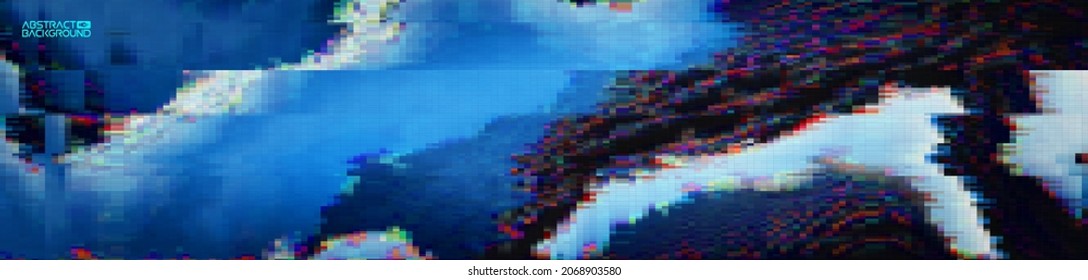 Glitch art digital vector illustration. Graphic vector art. Glitch digital color pixel noise. Abstract grunge texture.