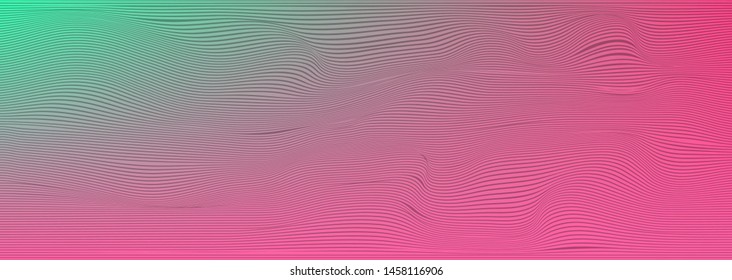 Glitch art pattern with moire effect. Vector abstract background in trendy neon holographic colors, vaporwave/ synthwave/ retrowave style.
