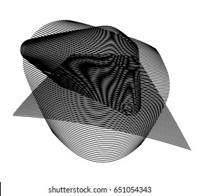 Glitch art, vector illustration of 
several figures superimposed on each other giving moiré  effect. 
