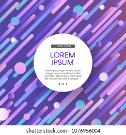 Glitch background with abstract geometric gradient shapes of pixel mosaic and copy space on white badge - vector illustration of trendy digital decay effect with bug lines.